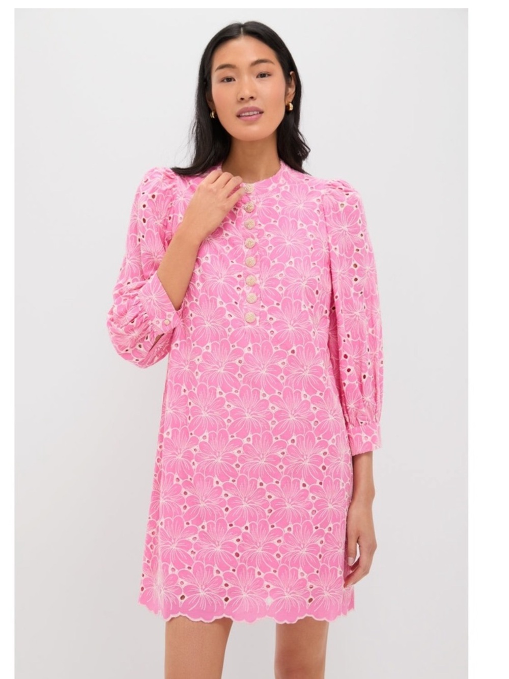 Pomander Place Bubblegum Pink Eyelet Shift Dress